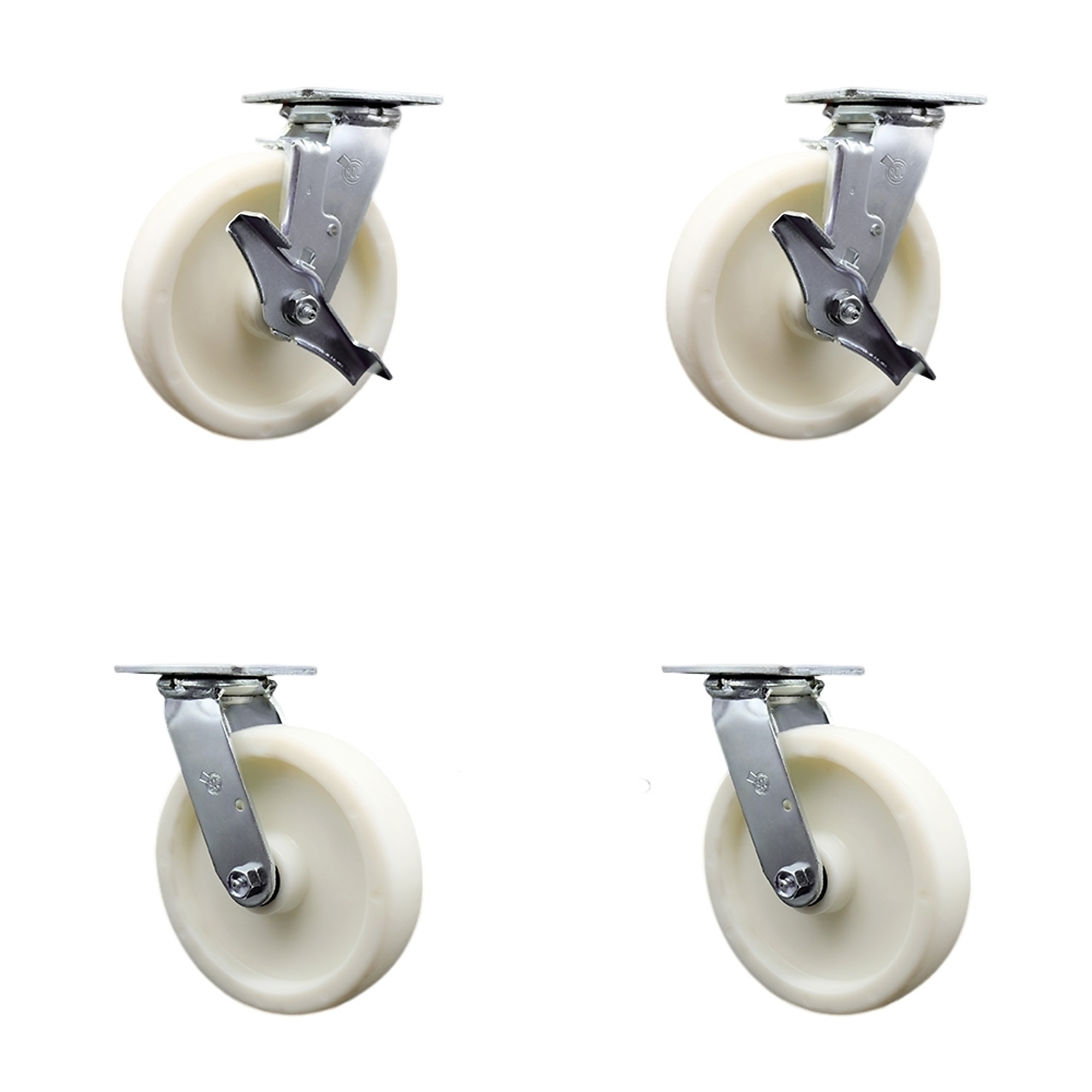 Service Caster, 8in. x 2in. Plate Casters, Wheel Diameter 8 in, Caster Type Swivel, Package (qty.) 4, Model# SCC-SS30S820-NYB-TLB-BSL-2-BSL-2